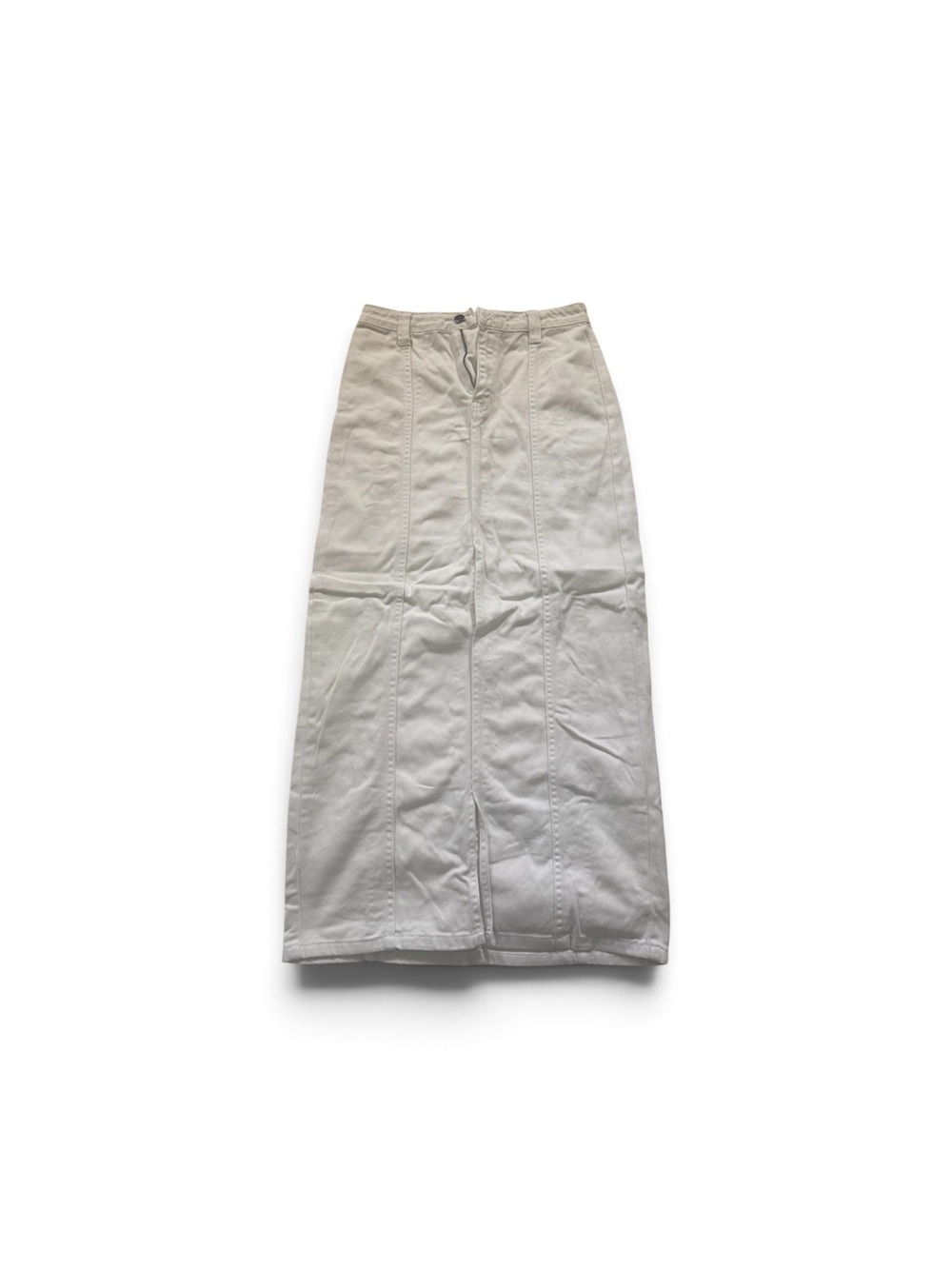 Vici Front Slit Cream Denim Maxi Skirt